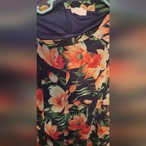 Floral Print skirt with Orange and Black Flower Design